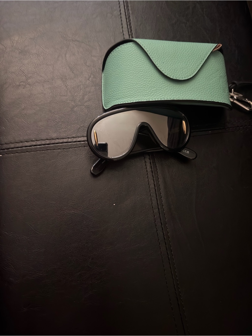 Loewe Black Sunglass Shield with Gold Accents - Picture 3 of 4